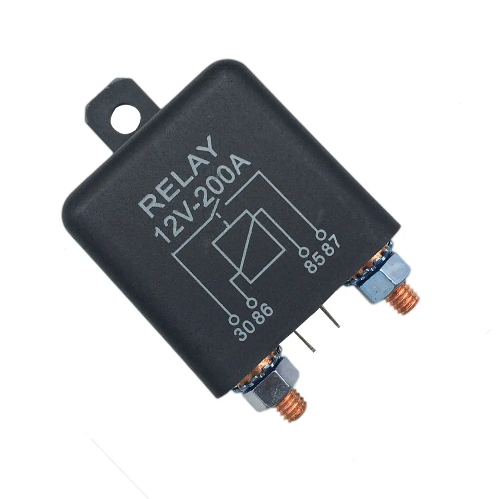 200A Car Starting Relay Black Plastic Automotive Relay Power Switch Batteries Isolator Forklift Engineering Mower Auto