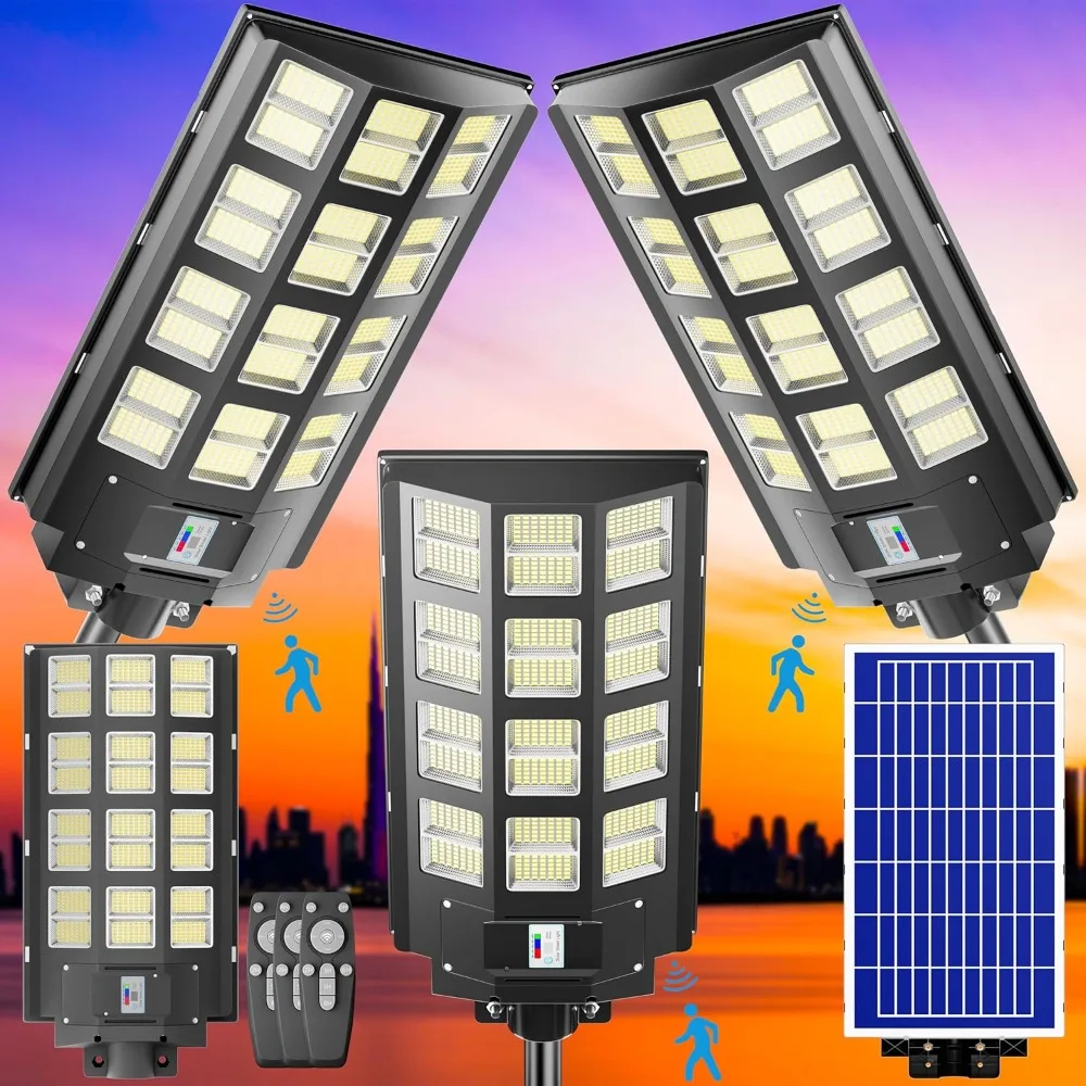 Solar Street Lights -3200W Outdoor Parking, 240000 Lumens, Dusk To Dawn Motion Sensor, IP67 Waterproof, Outdoor Lights