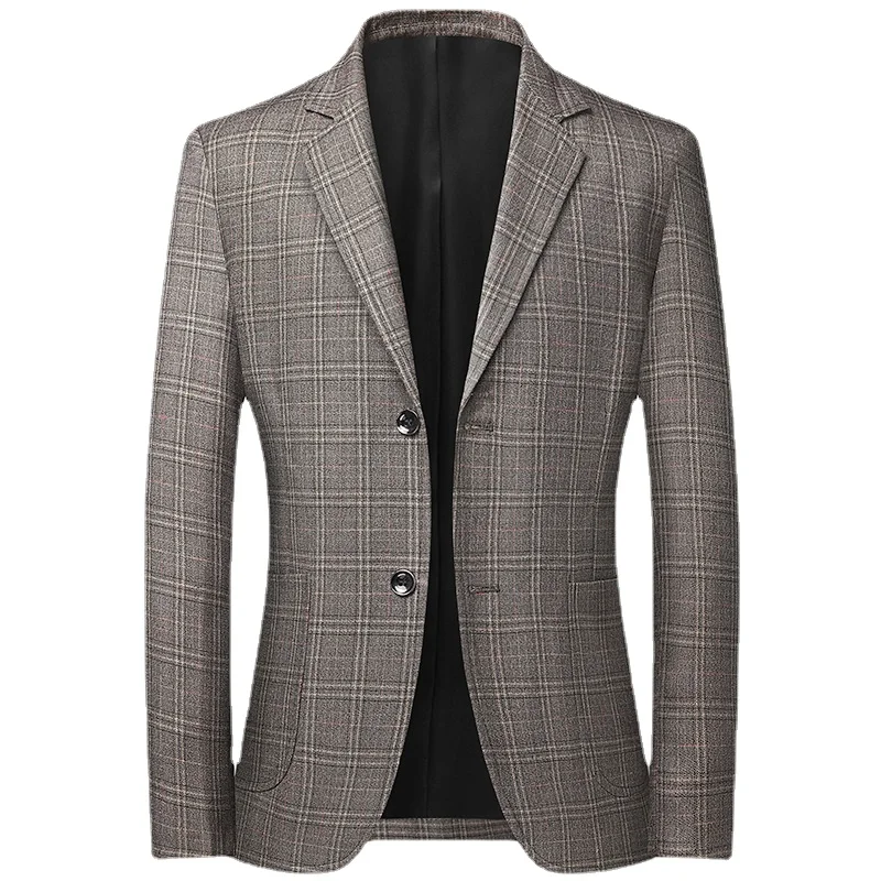 

Business Clothing Male Blazer Masculino 2022 Fall and Winter British Style Plaid Blazer For Men Suit Jacket Casual Dress Coat