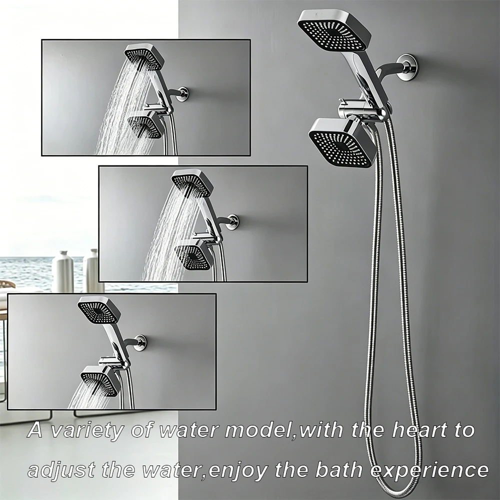 High Quality Handheld Shower Set Bathroom Explosion-Proof Safety Square 2-in-1 Showerhead with Valve And Hose Fittings view 5
