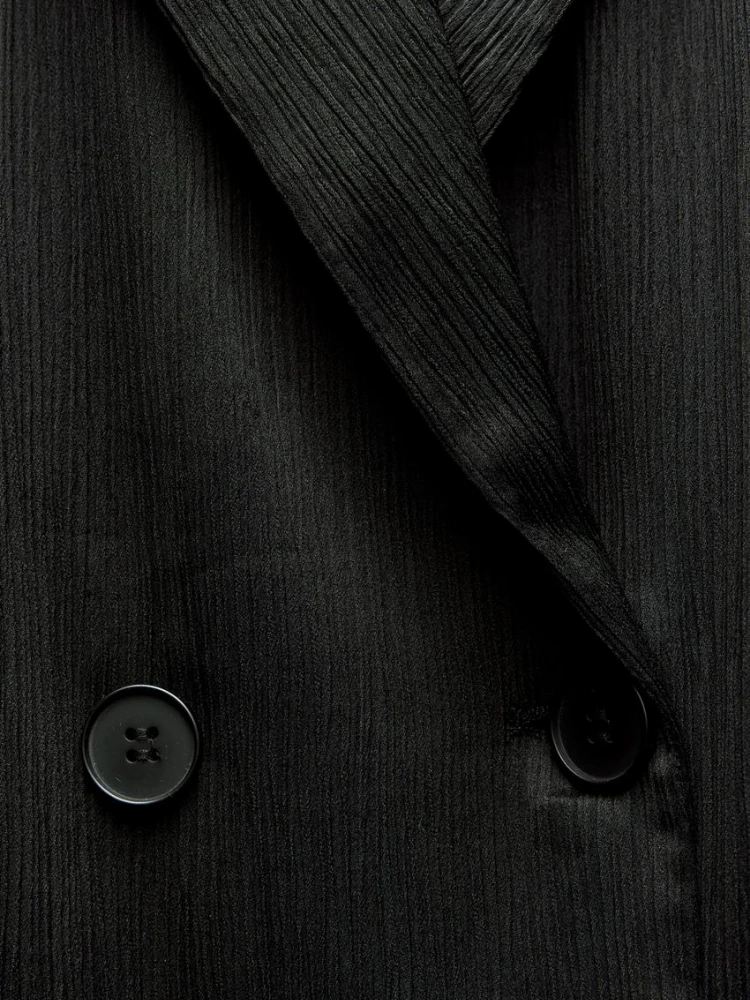 ZBZA Donna Antirughe pantaloni balzer abito doppio petto Colletto a bavero maniche lunghe cappotto vita alta Tasche frontali Pantaloni gamba larga