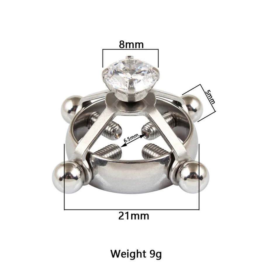 2Pcs Adjustable Stainless Steel Nipple Clips Breast Clamps Zircon Non-Piercings Nipple Clamps Breast Clips Women Body Jewelry