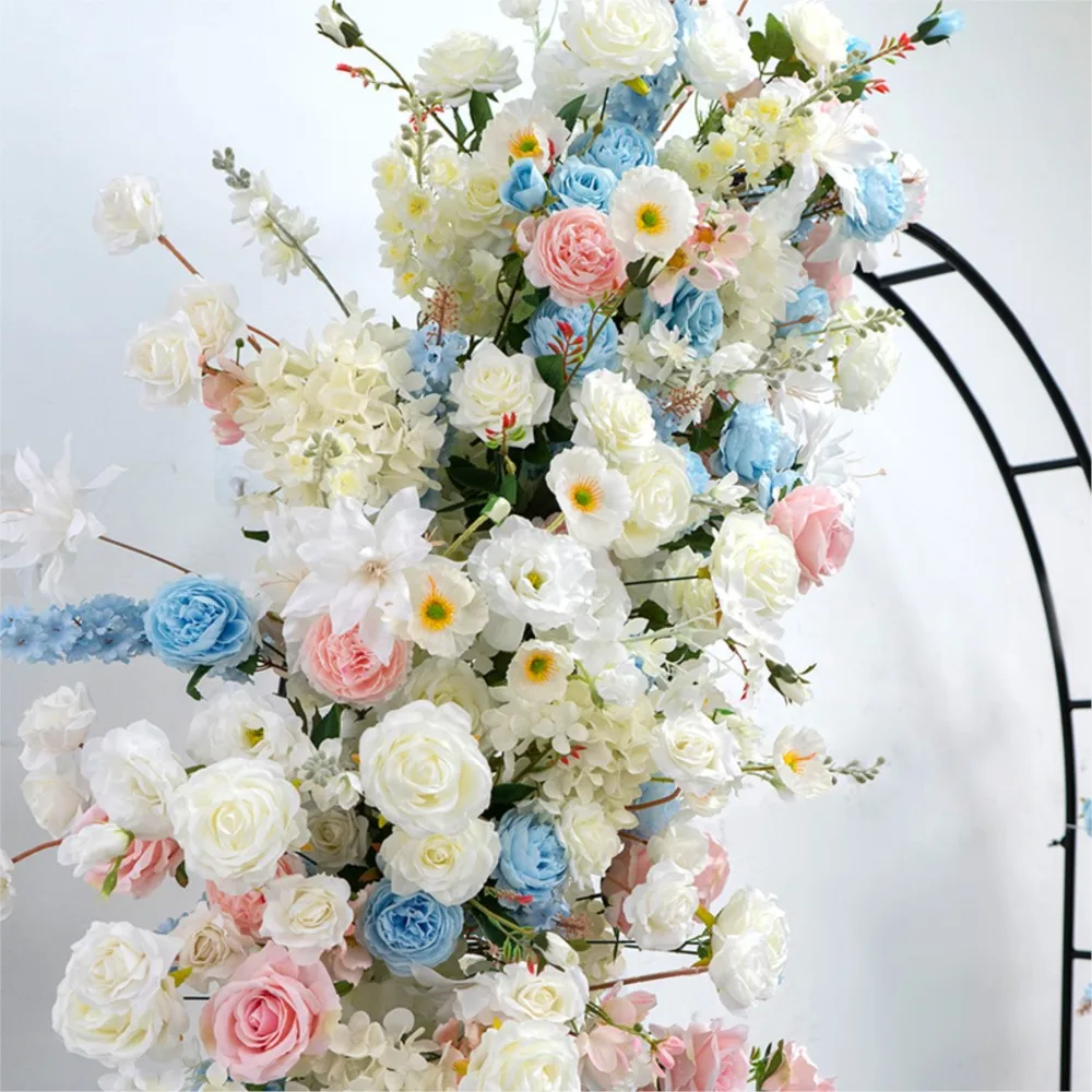 Uflower White Pink Blue Rose Floral Arrangement Wedding Window Backdrop Decor Stage Arch Decor Hanging Flower Home Party Prop - view 3