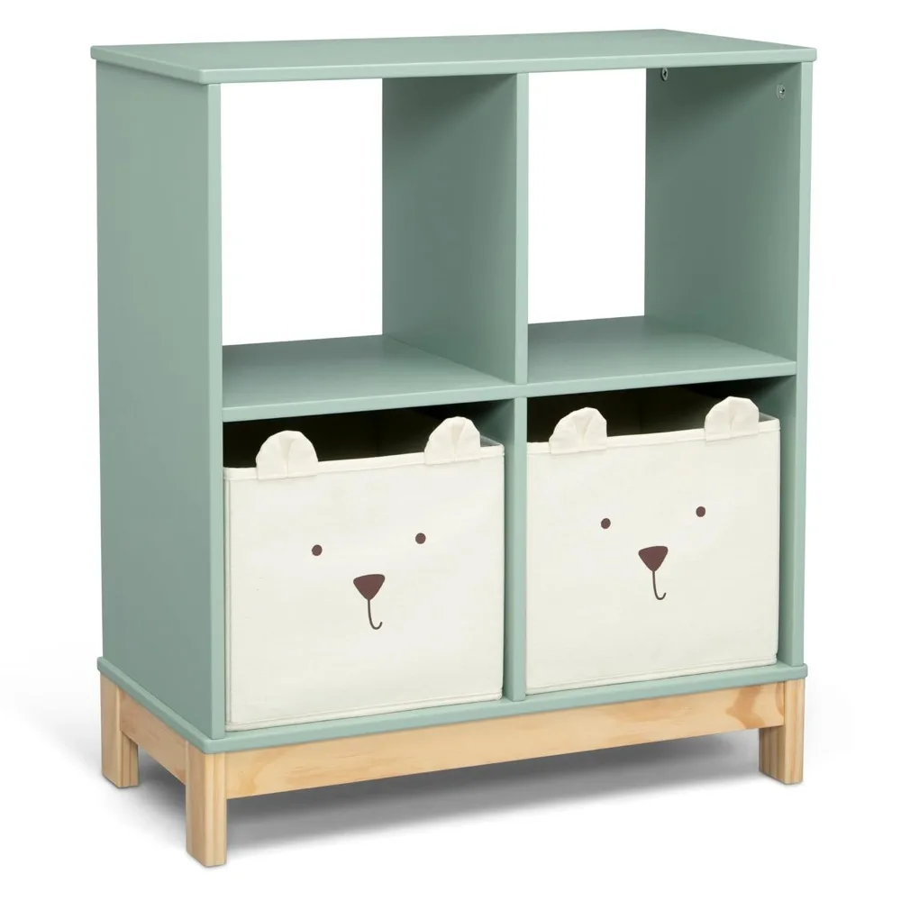 Bookcase with Bins Ideal Storage Space for Babies, Toddlers and Older Children Sage Green