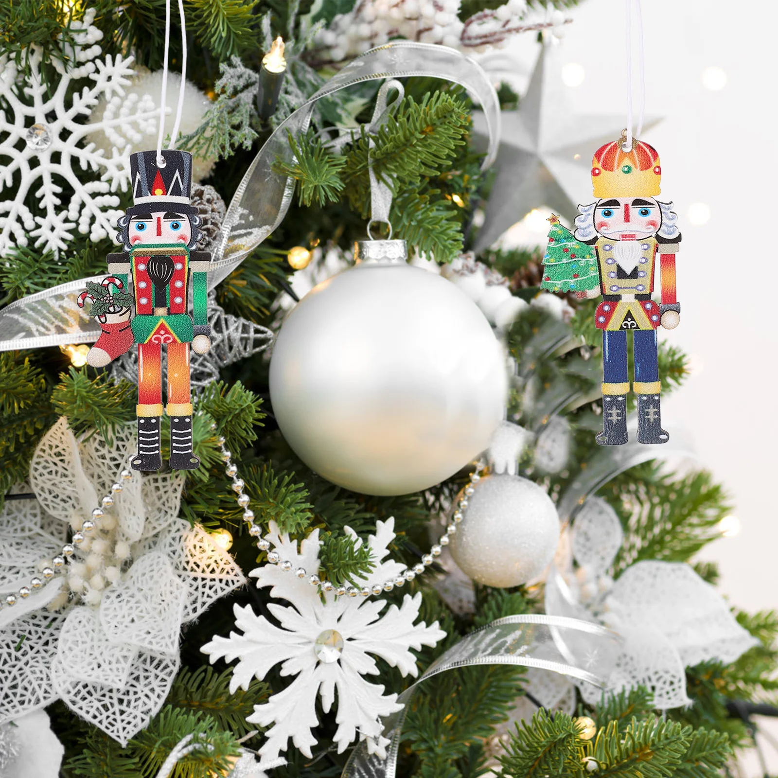 

9Pcs Wooden Nutcracker Christmas Hanging Ornaments Xmas Tree Nutcracker Pendants Holiday Party Decorations Xmas Decorations