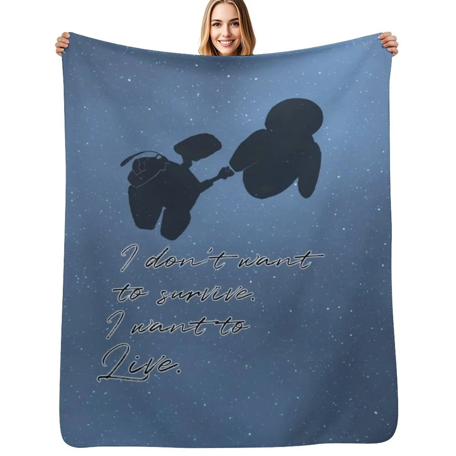 Space Robot Love Throw Blanket Stylish Decor Blanket Gift for Friends Roommate