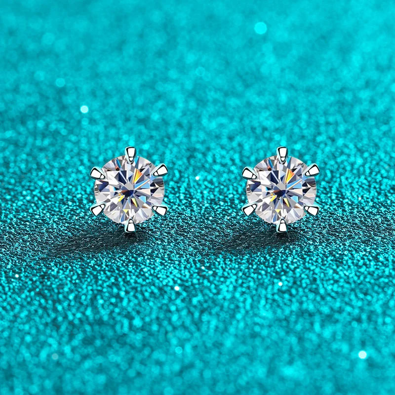 KNOBSPIN 1ct Moissanite Earrings for Women Wedding Fine Jewelry with GRA s925 Sterling Sliver Plated 18k White Gold Stud Earring