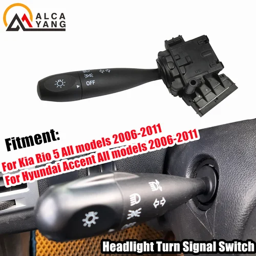 Malcayang-Interruptor de señal de giro de faro genuino para Hyundai Accent, Kia Rio 5, todos los modelos 2006, 2007, 2008, 2009, 2010, 2011