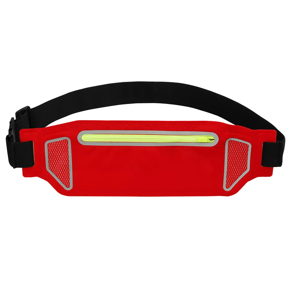 Unisex Black Running Waist Pack Sports Ultra-Thin Waterproof Fitness Belt Bag Travel Yoga Pocket Adjustable Waistband