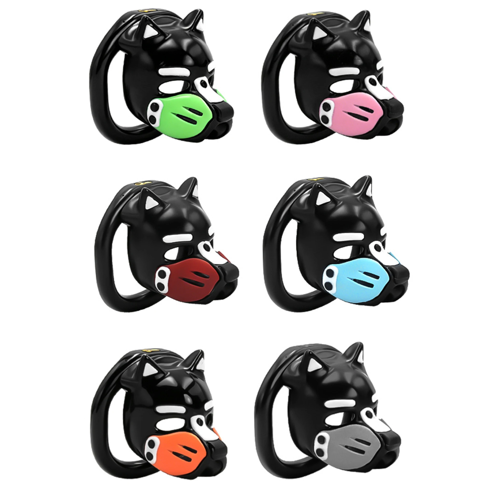 Dog Head Male Chastity Device CB Cage Birdcage Lock with 6 Rings BDSM for Men Play Gay Training Long Term Wear with Storage Bag view 2