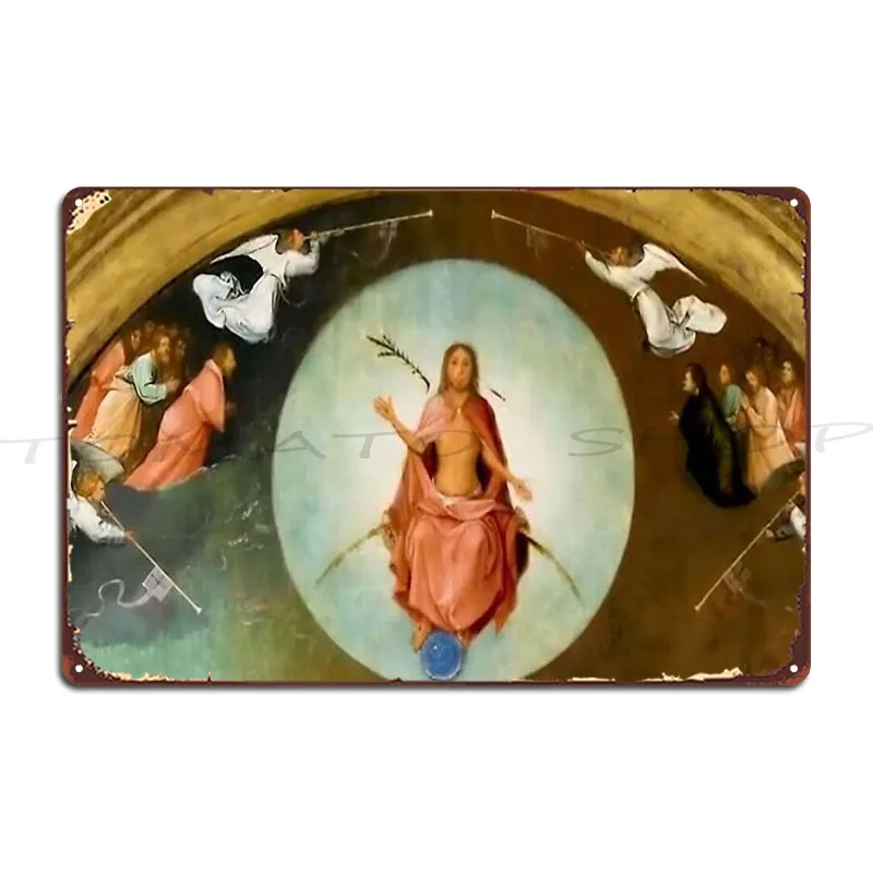 Last Judgement By Hans Memling  Metal Sign Living Room Wall Plaque Cinema Party Printed  Tin Sign Poster