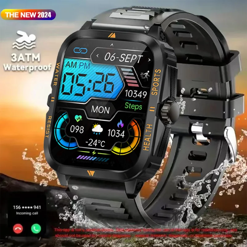 New men's three-proof outdoor 3ATM deep waterproof smartwatch 1.93inch430Mah large battery HD Bluetooth call smartwatch + box