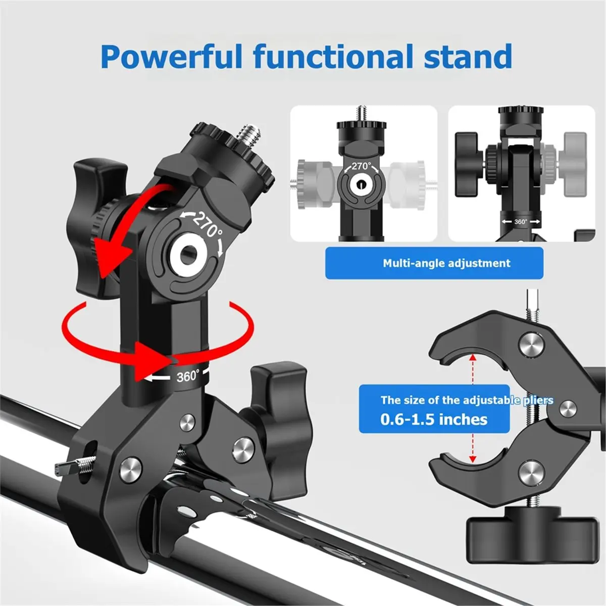 Star Mount RV Bracket Adapter for 24/25/26 8mm Screw 360° Adjustable Tube Clamp A