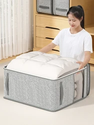 1pc gray non-woven large capacity storage bag, folding clothes, blankets storage, window design, simple and large capacity