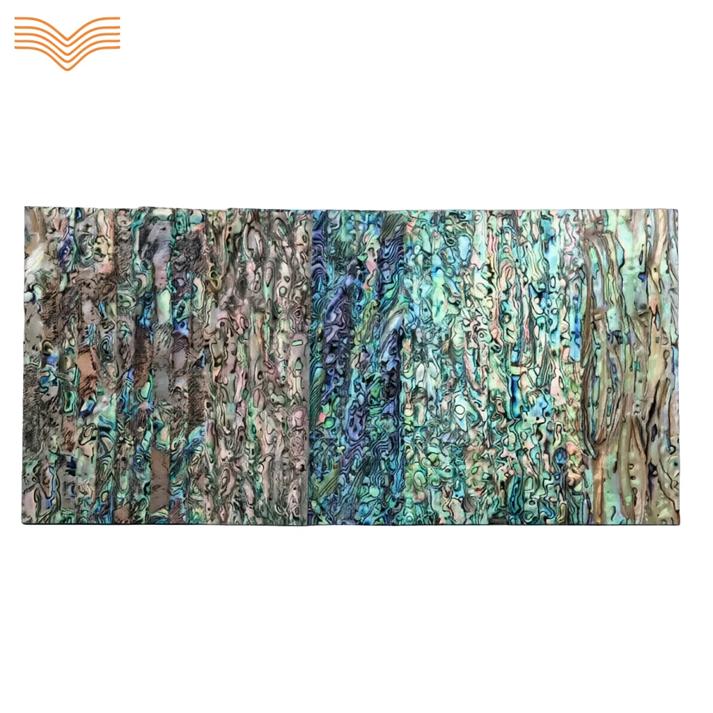 Iridescent Natural Abalone Shell Panel Wood Veneer Marquetry Sheet for Lacquer Painting & Furniture Inlay Decoration