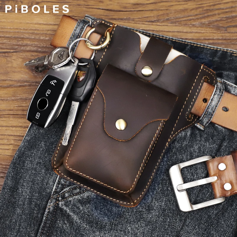 New Style Genuine Leather Waist Bag Can Be Used For 6.7 Inch Mobile Phone Carrying Cigarette Case Outdoor Bag