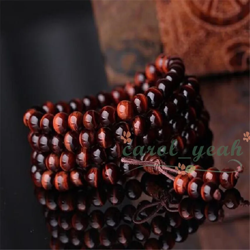 

8mm Red Tiger's Eye 108 Mala Bead Amulet Bracelet Chain Teens Party Minimalist Beaded Eco-friendly Artisan Anniversary Men