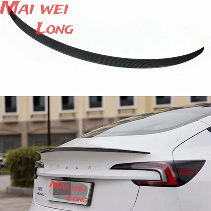 For 2024 Tesla Model 3 highland Rear Trunk Lid Spoiler Wing P Style Car Tailgate Flap Trim Decklid Lip Body Accessories