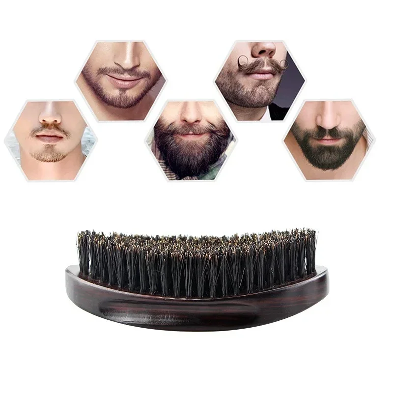 2022 New  Brush Boar Bristle for Men's Mustache Shaving Comb Face Massage Facial Hair Cleaning Brush Beech Comb