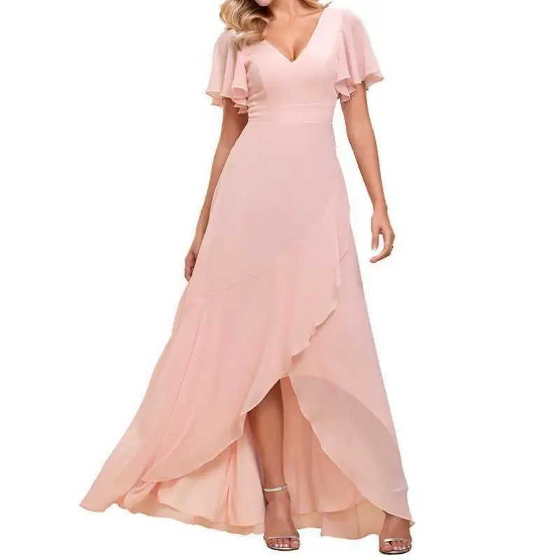 Célébration de mariage femme Double col oulder Bared neige blanche Dr Cleanfit H Version milieu de la vie t-shirt quart Sve lin