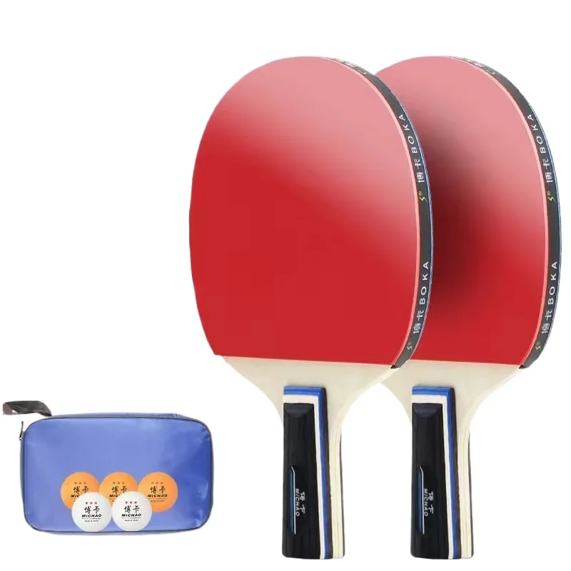 Two Table Tennis Rackets High Elasticity For Novice Children And Elementary School Students With 5 Balls