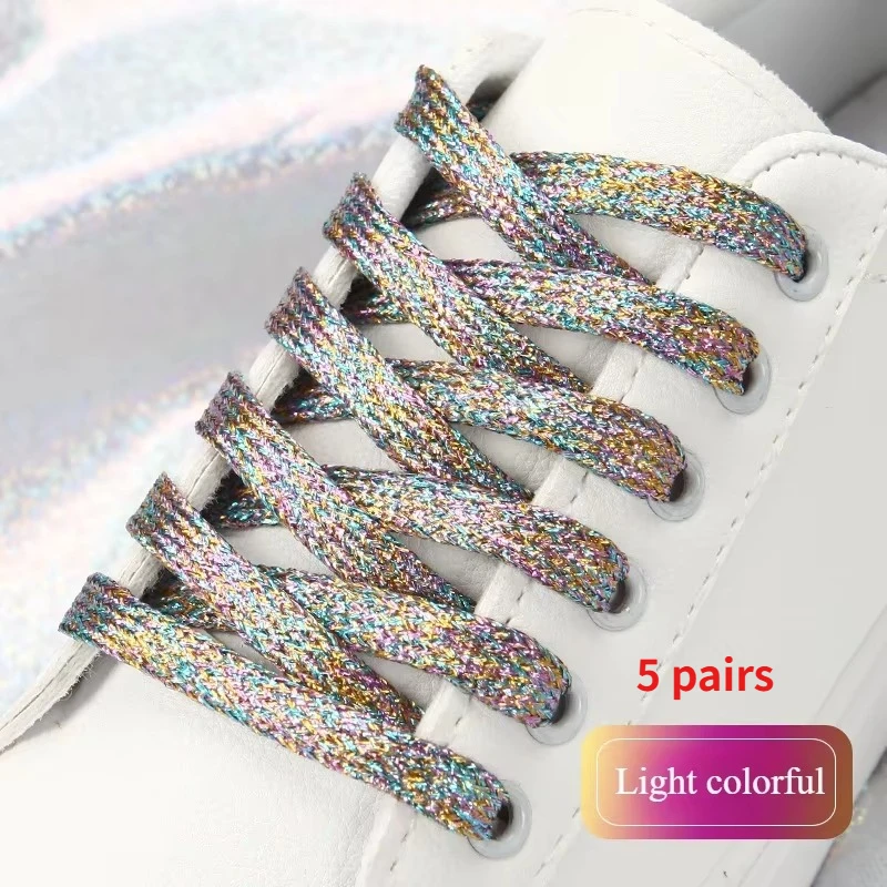19 kleuren glanzend goud en zilver kleurrijke heldere schoenveters 100-140 cm sneakers schoenveters laarzen veters regenboog schoenveters string