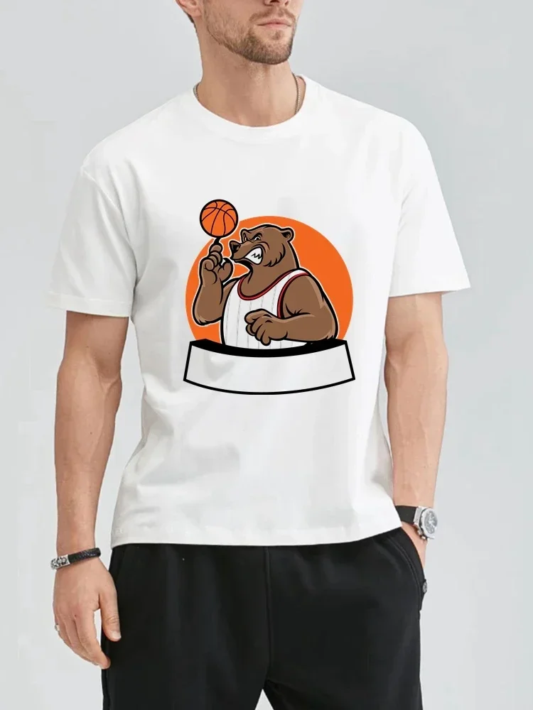 Bear School Basketball Fashion Casual Breathable Bear Print T-shirts T Shirt for Men Womans Tshirt Summer Cotton T-Shirt