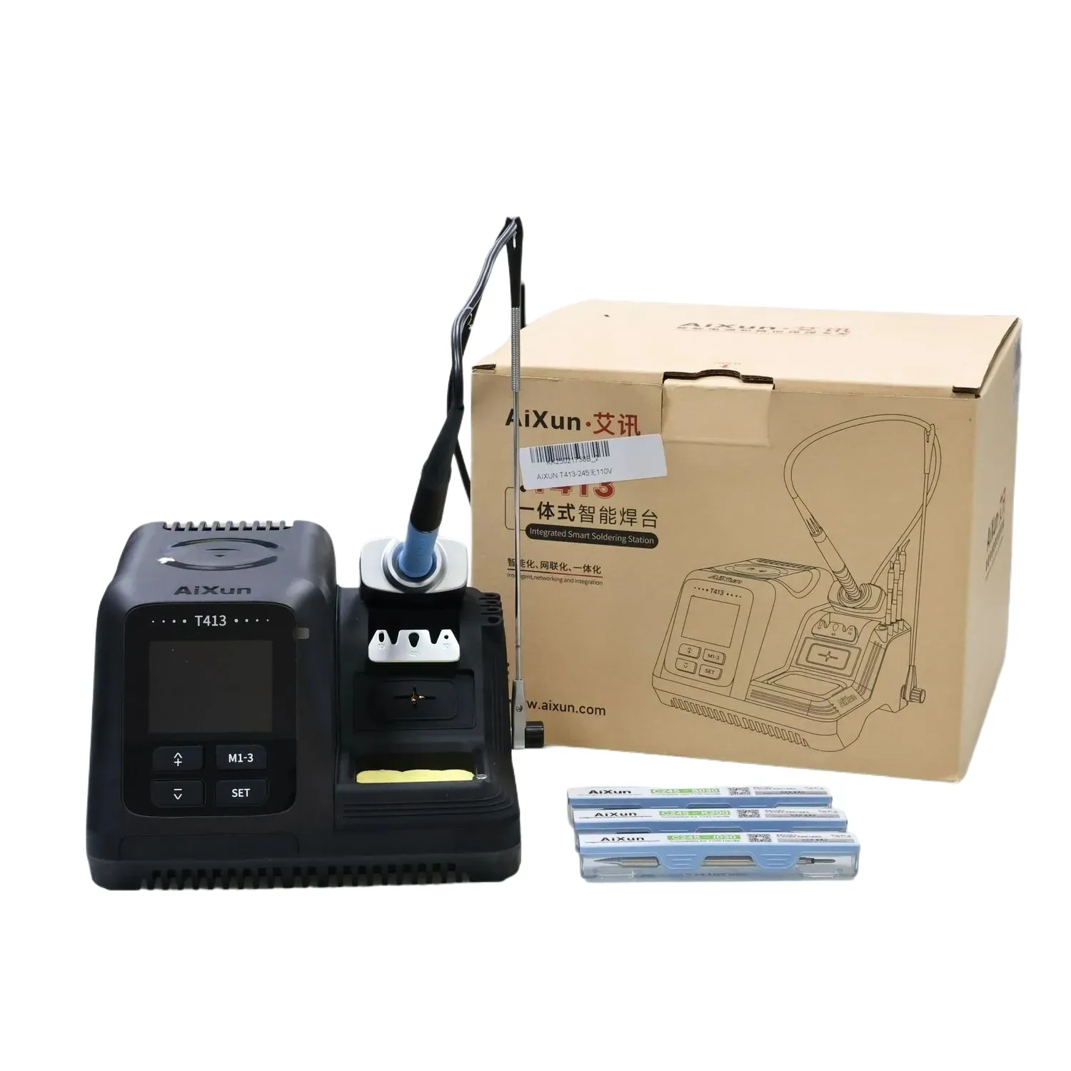 Stacja lutownicza AIXUN T413, moc szczytowa 200 W, sterowanie temperaturą neuronową 2,4-calowy wyświetlacz IPS WiFi/Bluetooth z uchwytem T245