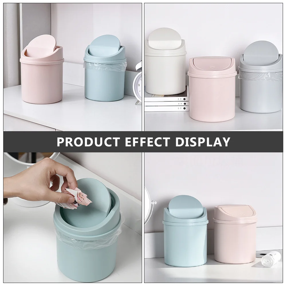 

2pcs Mini Trash Bins Lightweight Pp Material Easy Open Close Desktop Garbage Storage For Office Home Car Small Waste
