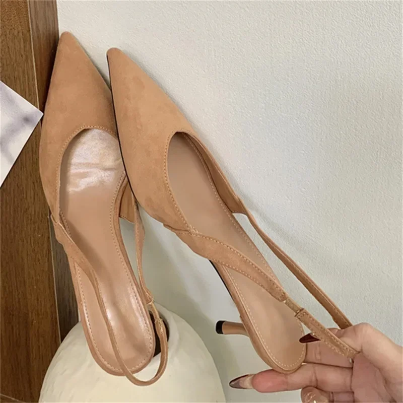 

Aneikeh 2025 Spring Shoes Women Pumps Fashion Shallow Pointed Toe Slingback High Heels Mules Sandals Stiletto Mujer