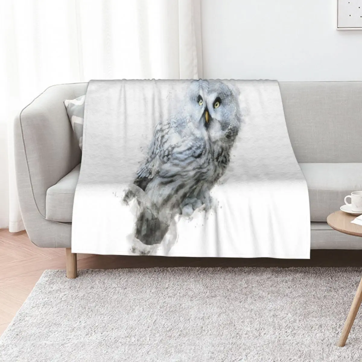 بطانية رمي البومة الرمادية الرائعة، أريكة مزخرفة، أريكة شتوية، كيس نوم لبطانيات الأريكة #1