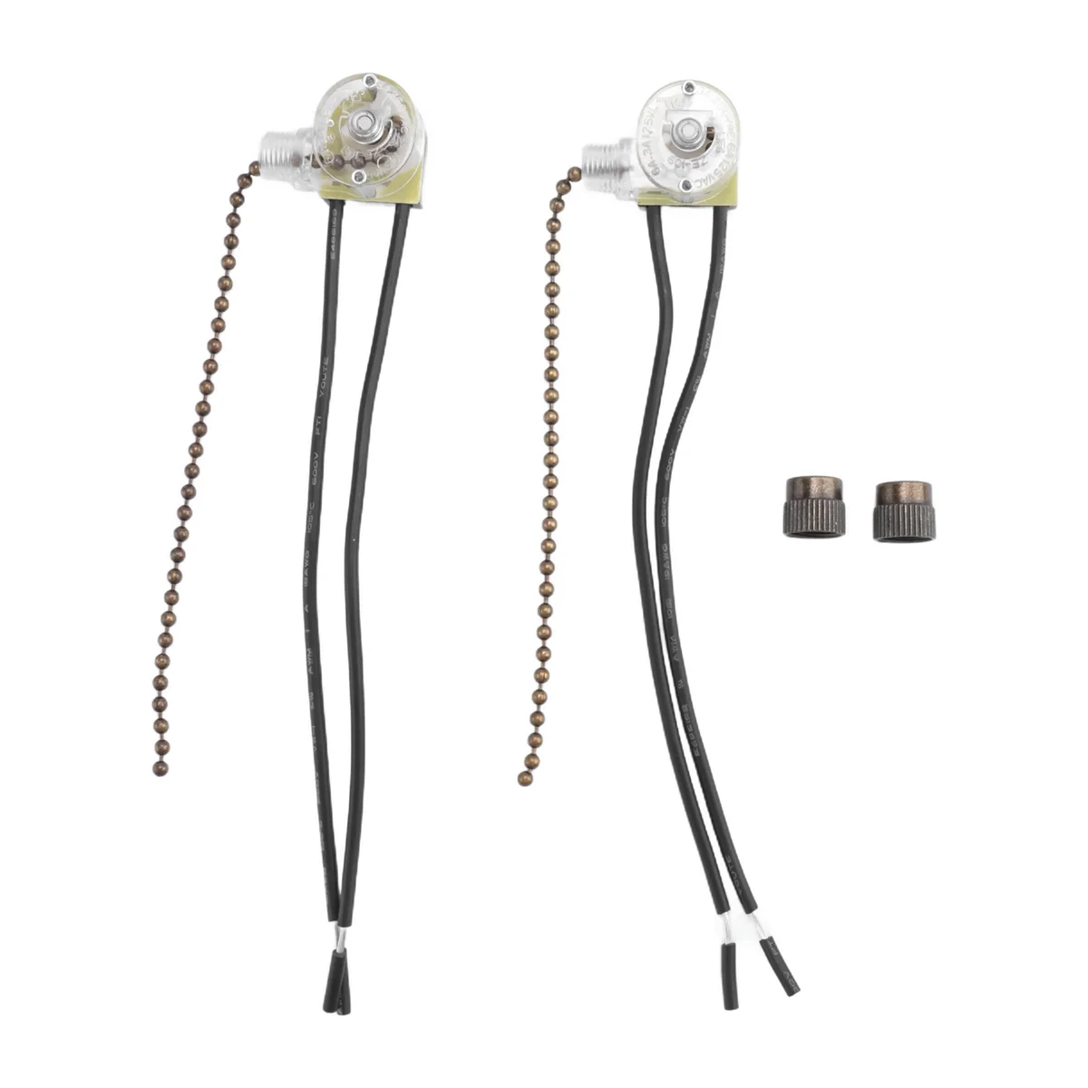 T36C Ceiling Fan Light Switch ZE-109 Two-Wire Light Switch with Pull Cords for Ceiling Light Fans Lamps 2Pcs Bronze