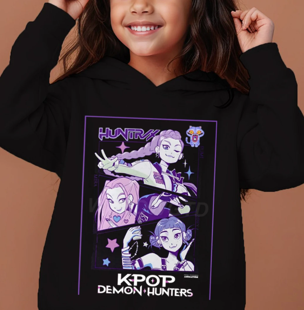 

KPop Demon Hunters Hoodies Girls Boy Casual Tops 2025 Movie Graphic Sweatshirt Fashion Pullover K-Pop Demon Hunters Kids Clothes