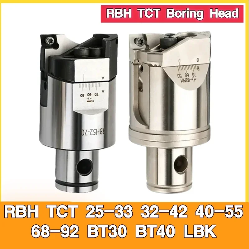 RBH TCT 25-33 32-42 40-55 68-92 RBH TCT Boring Head Adjustable Double-edged BT30 BT40 LBK Rough Boring Head Twin-bit CNC Tool