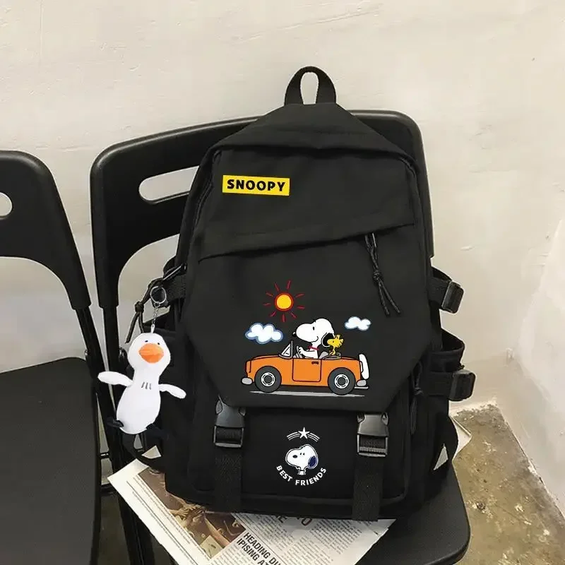 Snoopy new 2022 nylon school bag boy girl fashion backpack student handbag with bag pendant