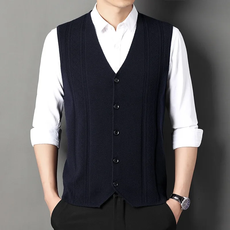 Hot Sale Sweater Vests for Man Warm Winter Casual Business Interior Waistcoat Men Cardigan Knitted Sweaters Autumn Tops Clothing