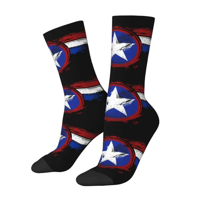 Custom American Shield Dress Socks for Men Women Warm Fashion Crew Socks