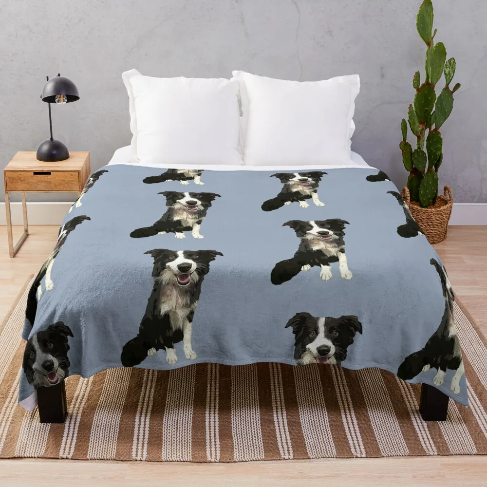 Border Collie Cartoon Dog Throw Blanket Cute Fluffys Large Soft Big Extra Large Throw Blankets