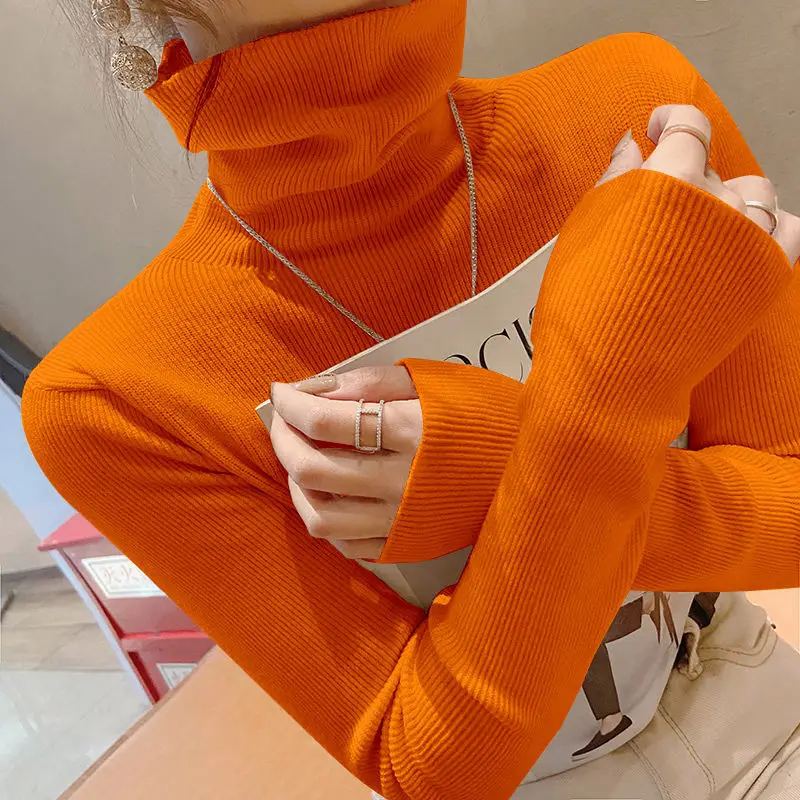 Fashion Turtleneck Solid Color All-match Sweater Women\'s Clothing 2022 Autumn New Oversized Casual Pullovers Loose Korean Tops