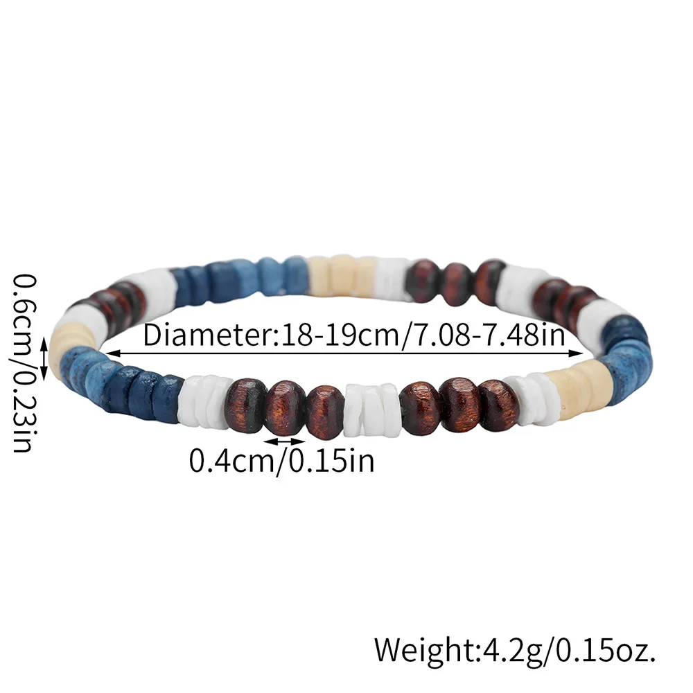 Böhmisches Unregelmäßiges Spleiß-Armband aus Kokosnussschalen und Holzperlen, Retro-Herrenarmband in Mischfarben, Modischer Handgemachter Schmuck – Detail 5