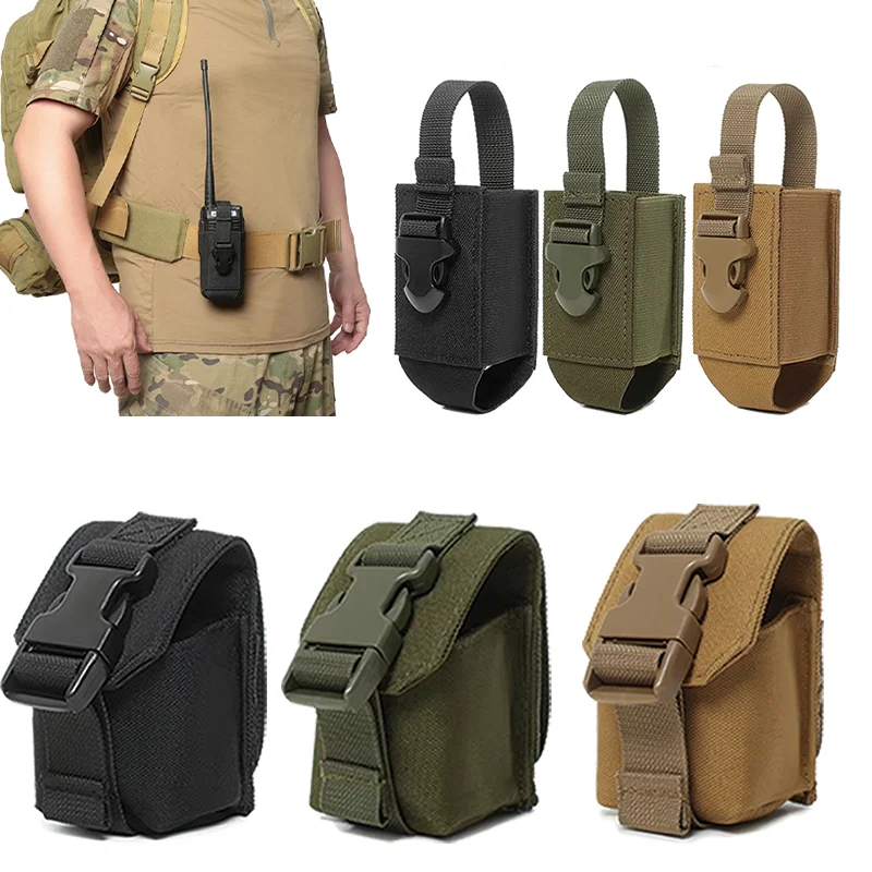 Tactical Molle Grenade Bag EDC Hunting Shooting Kit Wireless Leather Cover Outdoor Sports Hiking Hunting Radio Tool Waist Bag