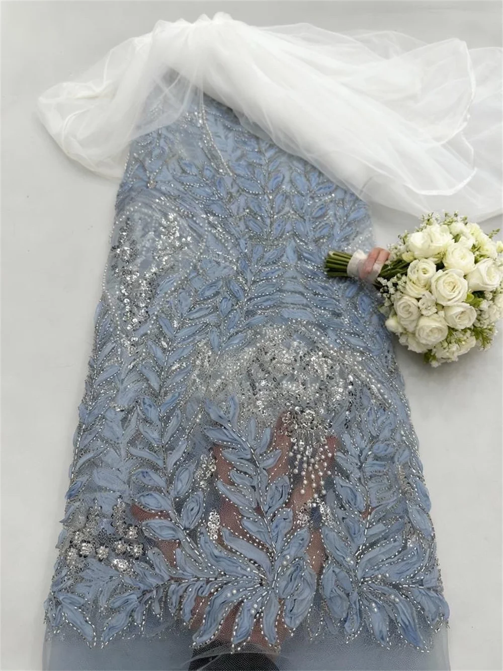 

Stylish African Lace Fabric 2025 High Quality Nigerian Sequins Luxury Lace Fabric French Beaded Fabric For Party Dress Sewing