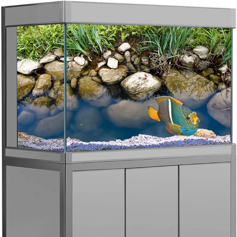 3D Effect River Rock  Aquarium Vinyl Background Poster HD Rock Stone Self Adhesive Fish Tank Wallpaper 3d Background