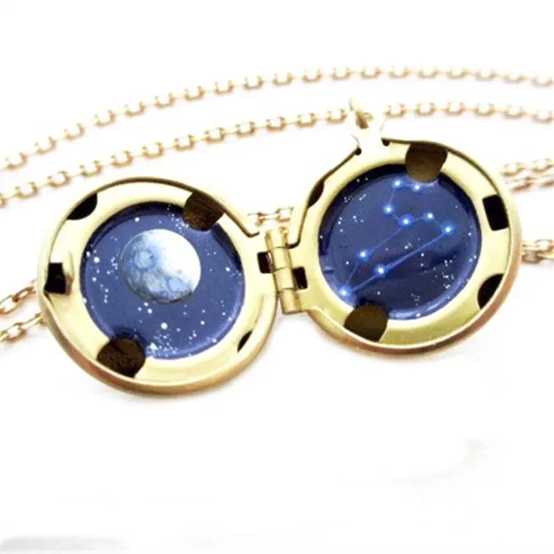 

12pcs/lot Zodiac Necklace Constellation Locket Jewelry