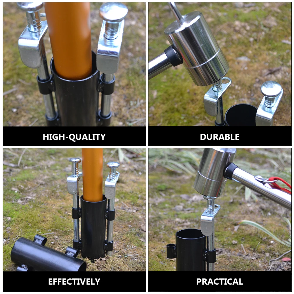 

2Pcs Tent Fixed Tube Holder Rack Camping Supplies Portable Heavy Camping Supplies Duty Iron Pole Accessories Travel