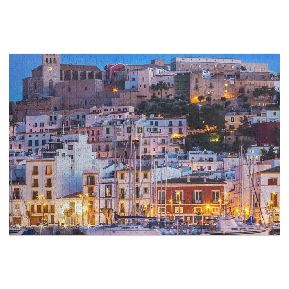 Dalt Vila Downtown at Night - Ibiza, Spain Jigsaw Puzzle Personalized Gift Ideas Wood Name Anime Baby Toy Puzzle