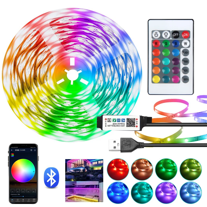 

24Keys Bluetooth Led Strip Lights RGB 3535 DC5V USB Tape With Remote Control Color Change Lamp for Christmas Bedroom Decoration