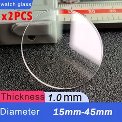 2pcs Thickness Diameter Flat Watch Crystal Mineral Glass, Replacement Parts Round Mechanical Watch Glass, Lens Repair Tool