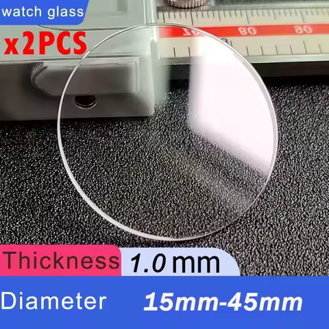 2pcs Thickness Diameter Flat Watch Crystal Mineral Glass, Replacement Parts Round Mechanical Watch Glass, Lens Repair Tool