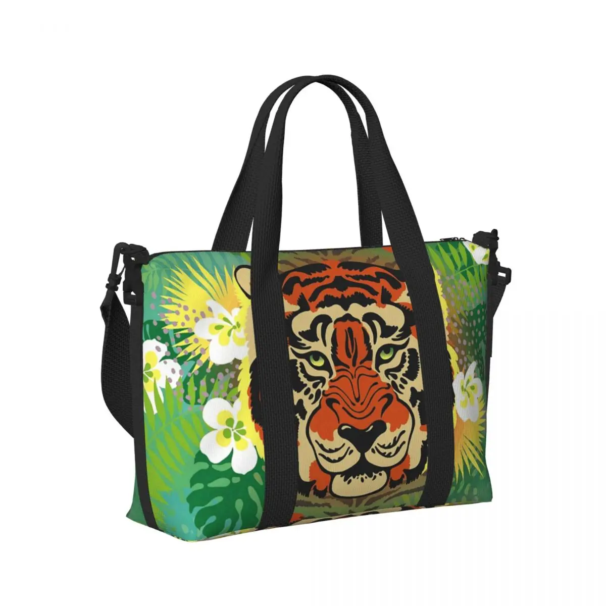 ليوبارد النمر الكرتون حقيبة سفر الشاطئ سعة كبيرة حمل الحقائب لصالة الألعاب الرياضية اليوغا المرأة التسوق حقيبة كتف واق من المطر #1